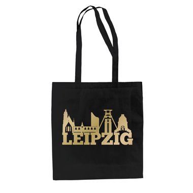 Jutebeutel - Leipzig Skyline kellygrn-gold