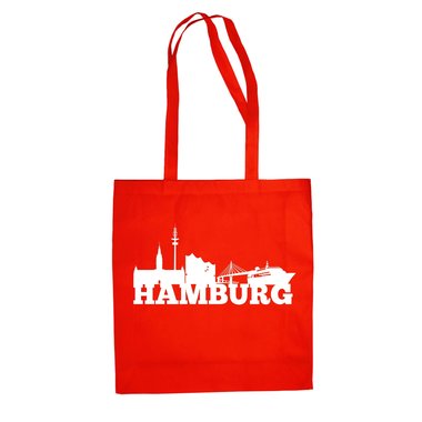 Jutebeutel - Hamburg Skyline kellygrn-weiss
