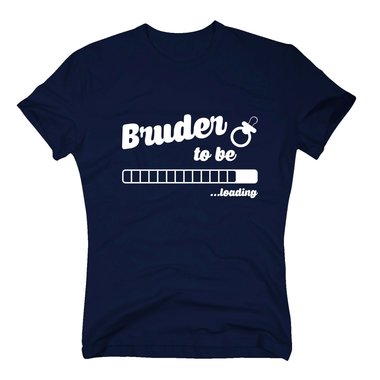 Herren T-Shirt - Bruder to be - loading dunkelblau-weiss S