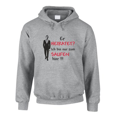 Herren Hoodie - Er heiratet - Ich bin nur zum Saufen hier - Suit schwarz-weiss XS