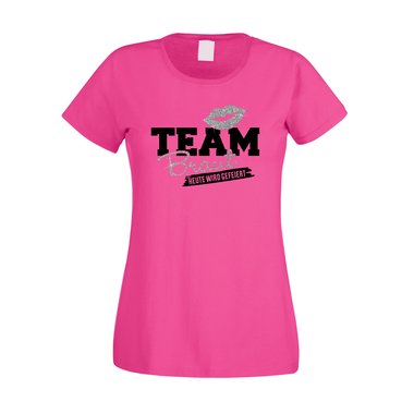 Damen JGA T-Shirt - Glitzer - Team Braut - Heute wird gefeiert