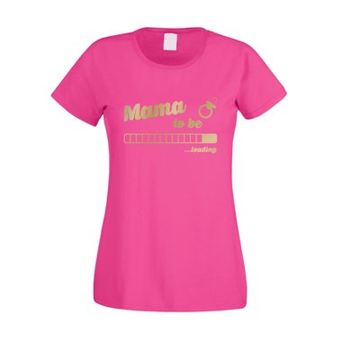 Damen T-Shirt - Mama to be - loading fuchsia-gold XS