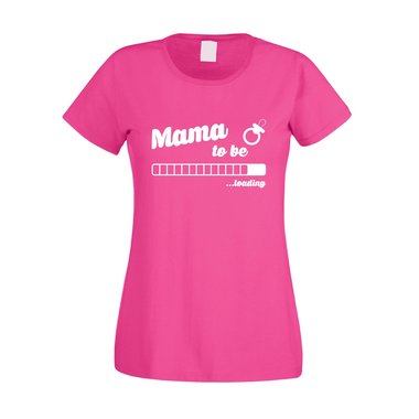 Damen T-Shirt - Mama to be - loading fuchsia-gold XS