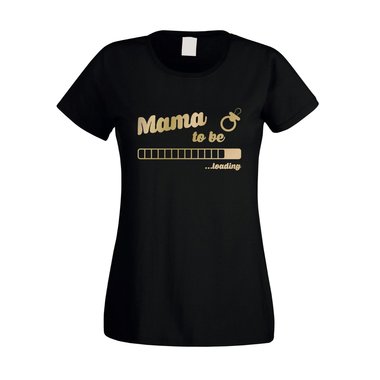 Damen T-Shirt - Mama to be - loading fuchsia-gold XS