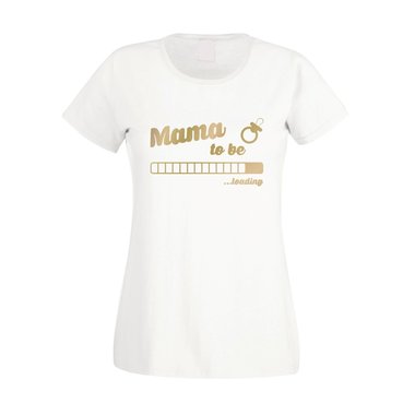 Damen T-Shirt - Mama to be - loading fuchsia-gold XS