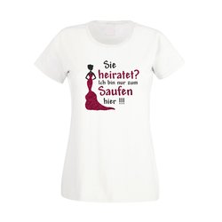 Damen JGA T-Shirt - Glitzer - Sie heiratet, ich bin nur...