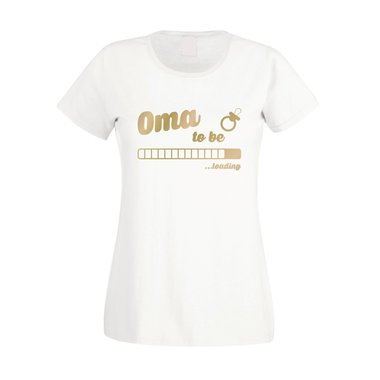 Damen T-Shirt - Oma to be - loading weiss-schwarz XXL