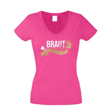 Damen T-Shirt V-Neck - Braut on Tour - Stuttgart JGA