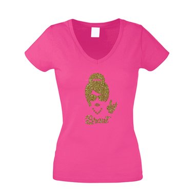 Damen T-Shirt V-Neck - Glitzer - Rock n Roll Braut - JGA