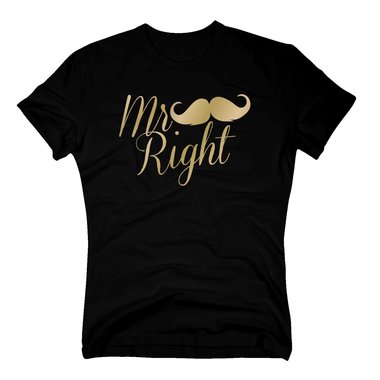 Herren T-Shirt - Mr. Right schwarz-cyan 5XL