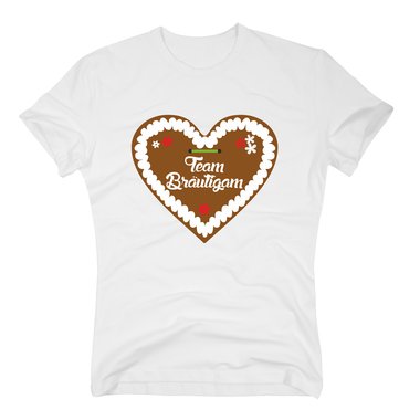 T-Shirt Team Brutigam Junggesellenabschied Lebkuchen Herz weiss XL