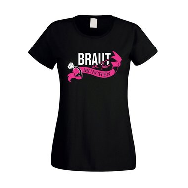 Damen T-Shirt - Braut on Tour - JGA München schwarz-gold XXL