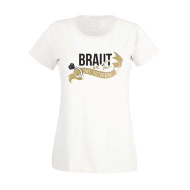 Damen T-Shirt - Braut on Tour - JGA Mnchen schwarz-gold XXL