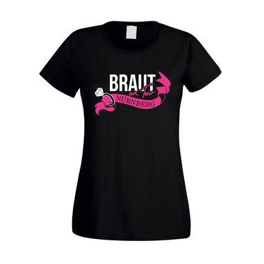 Damen T-Shirt - Braut on Tour - JGA N�rnberg weiss-gold XXL