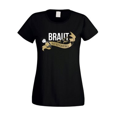 Damen T-Shirt - Braut on Tour - JGA N�rnberg weiss-gold XXL