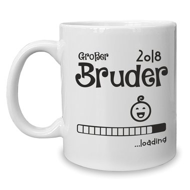 Kaffeebecher - Tasse - Groer Bruder 2018 ...loading weiss-schwarz