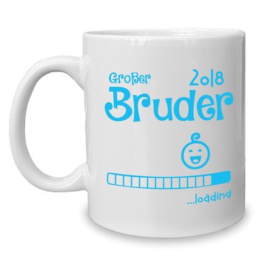 Kaffeebecher - Tasse - Groer Bruder 2018 ...loading weiss-schwarz