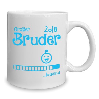 Kaffeebecher - Tasse - Groer Bruder 2018 ...loading weiss-schwarz