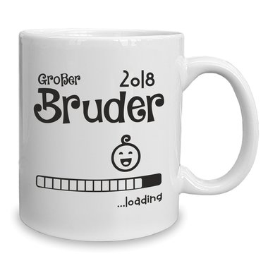 Kaffeebecher - Tasse - Großer Bruder 2018 ...loading weiss-schwarz