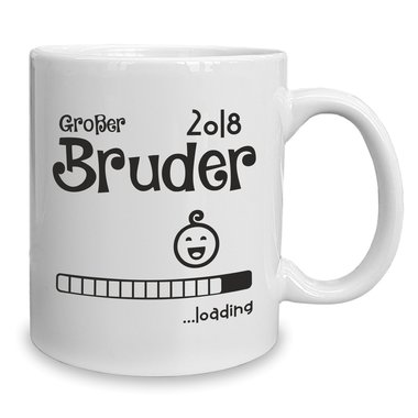 Kaffeebecher - Tasse - Groer Bruder 2018 ...loading weiss-schwarz