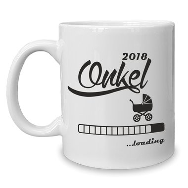 Kaffeebecher - Tasse - Onkel 2018 ...loading weiss-cyan