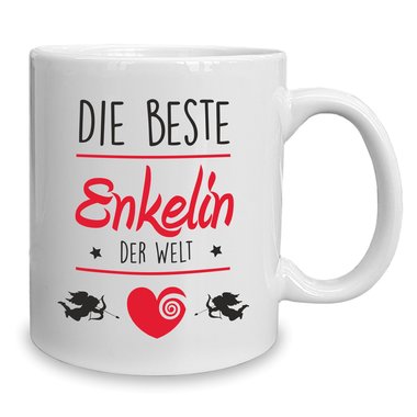 Kaffeebecher - Tasse - Die Beste Enkelin der Welt weiss-rot