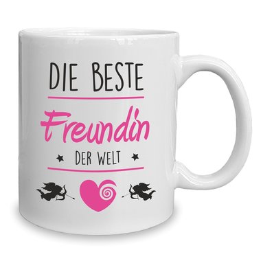 Kaffeebecher - Tasse - Die Beste Freundin der Welt weiss-rot