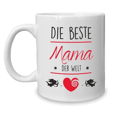 Kaffeebecher - Tasse - Die Beste Mama der Welt weiss-rot