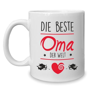 Kaffeebecher - Tasse - Die Beste Oma der Welt weiss-fuchsia