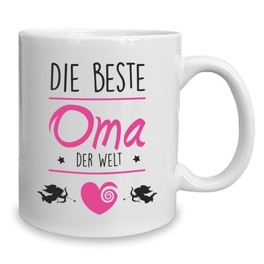 Kaffeebecher - Tasse - Die Beste Oma der Welt weiss-fuchsia