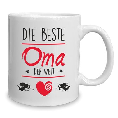 Kaffeebecher - Tasse - Die Beste Oma der Welt weiss-fuchsia