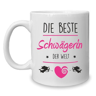 Kaffeebecher - Tasse - Die Beste Schwgerin der Welt weiss-fuchsia