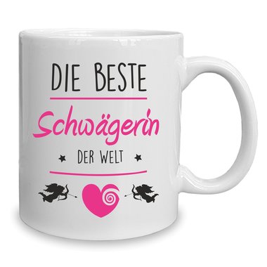 Kaffeebecher - Tasse - Die Beste Schwgerin der Welt weiss-fuchsia