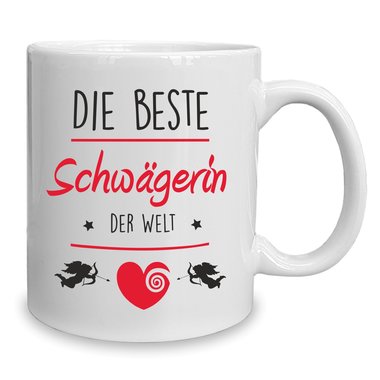 Kaffeebecher - Tasse - Die Beste Schwgerin der Welt weiss-fuchsia