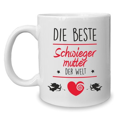 Kaffeebecher - Tasse - Die Beste Schwiegermutter der Welt weiss-fuchsia