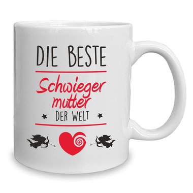 Kaffeebecher - Tasse - Die Beste Schwiegermutter der Welt weiss-fuchsia