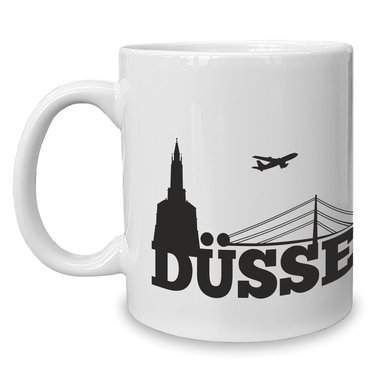 Kaffeebecher - Tasse - Dsseldorf Skyline weiss-schwarz