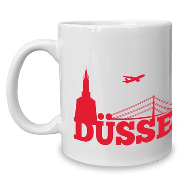 Kaffeebecher - Tasse - Dsseldorf Skyline weiss-schwarz