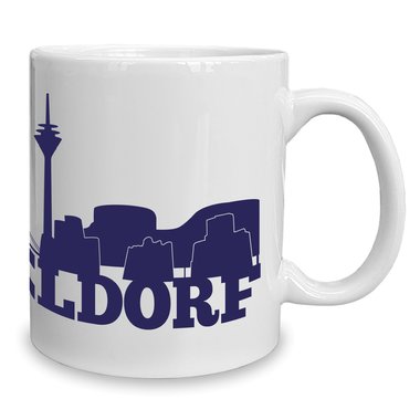 Kaffeebecher - Tasse - Dsseldorf Skyline weiss-schwarz