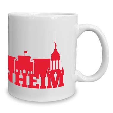 Kaffeebecher - Tasse - Mannheim Skyline weiss-gelb