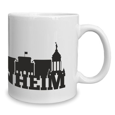 Kaffeebecher - Tasse - Mannheim Skyline weiss-gelb