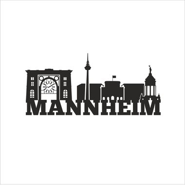 Kaffeebecher - Tasse - Mannheim Skyline weiss-schwarz