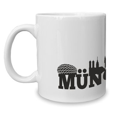 Kaffeebecher - Tasse - Mnchen Skyline weiss-schwarz