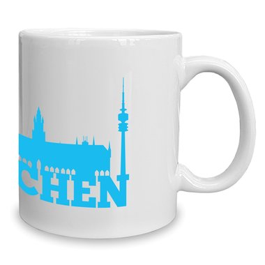 Kaffeebecher - Tasse - Mnchen Skyline weiss-schwarz