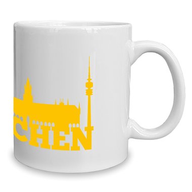 Kaffeebecher - Tasse - Mnchen Skyline weiss-schwarz