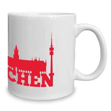 Kaffeebecher - Tasse - Mnchen Skyline weiss-schwarz