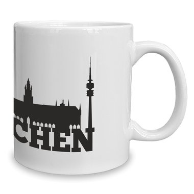Kaffeebecher - Tasse - Mnchen Skyline weiss-schwarz