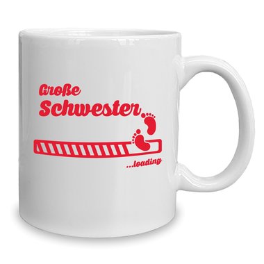 Kaffeebecher - Tasse - Groe Schwester loading weiss-schwarz