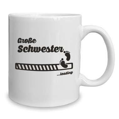 Kaffeebecher - Tasse - Groe Schwester loading weiss-schwarz