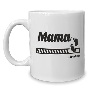 Kaffeebecher - Tasse - Mama loading weiss-fuchsia